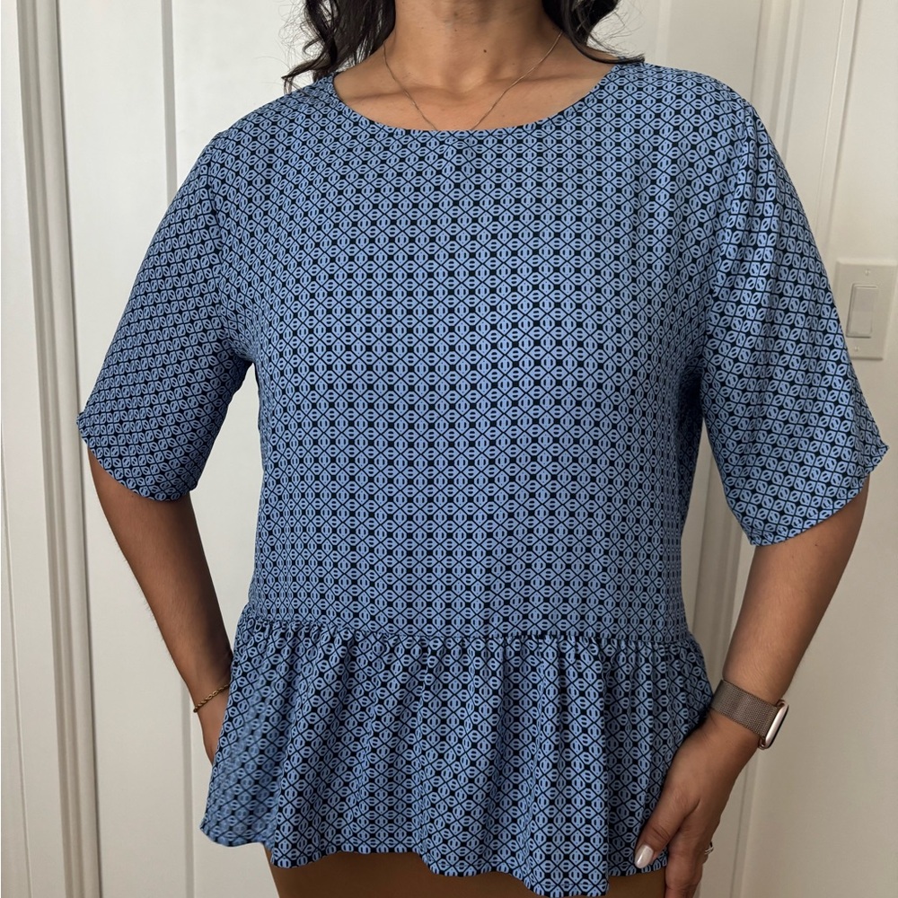 Banana Republic Blue Geometric Blouse